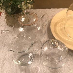 TEA POT, SUGAR BOWL & CREAMER,